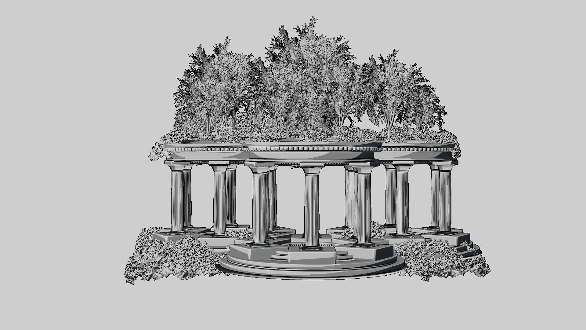Ancient architectural ornament with doric columns KIT 3D model_12