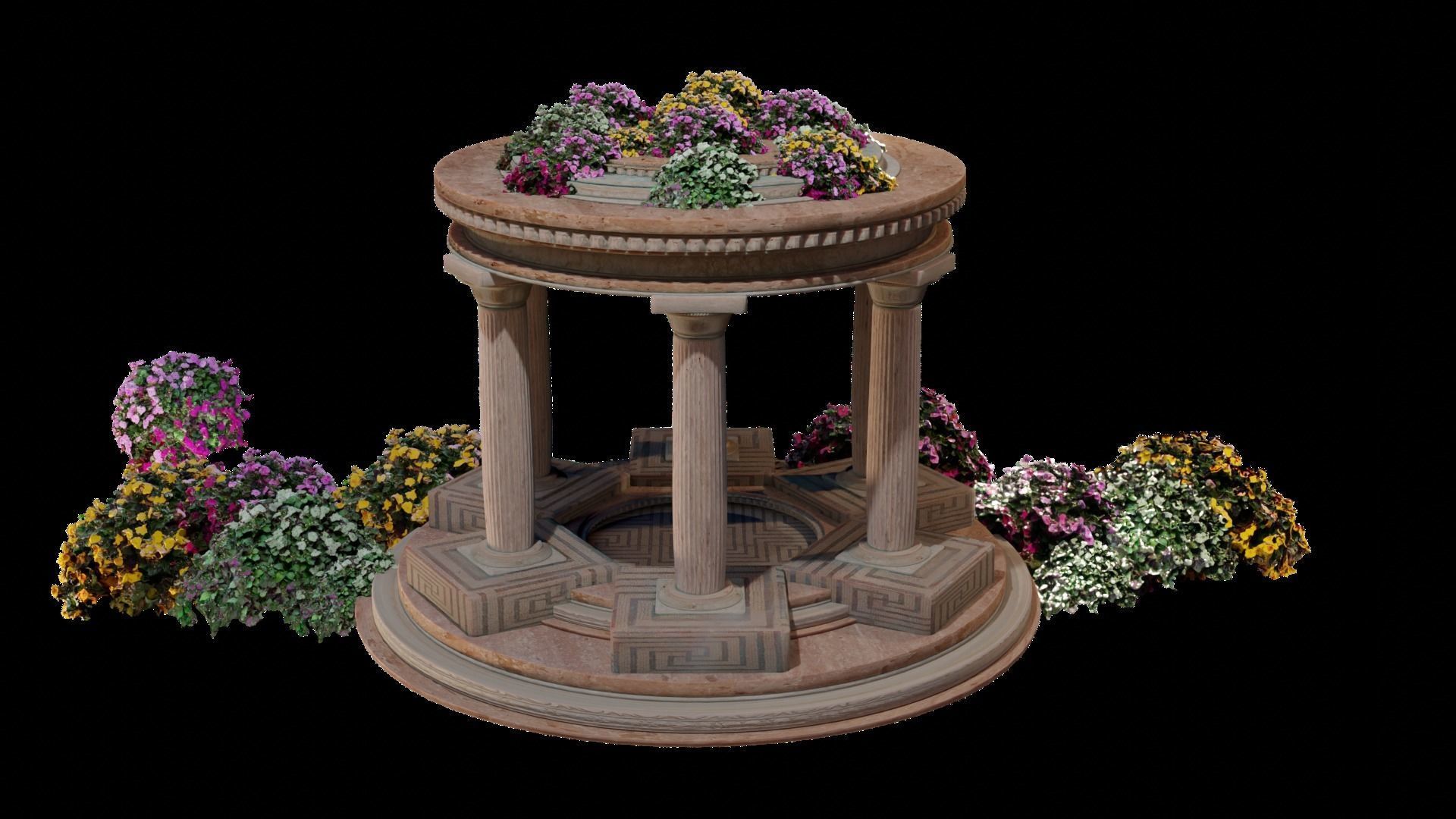 Ancient architectural ornament with doric columns KIT 3D model_4