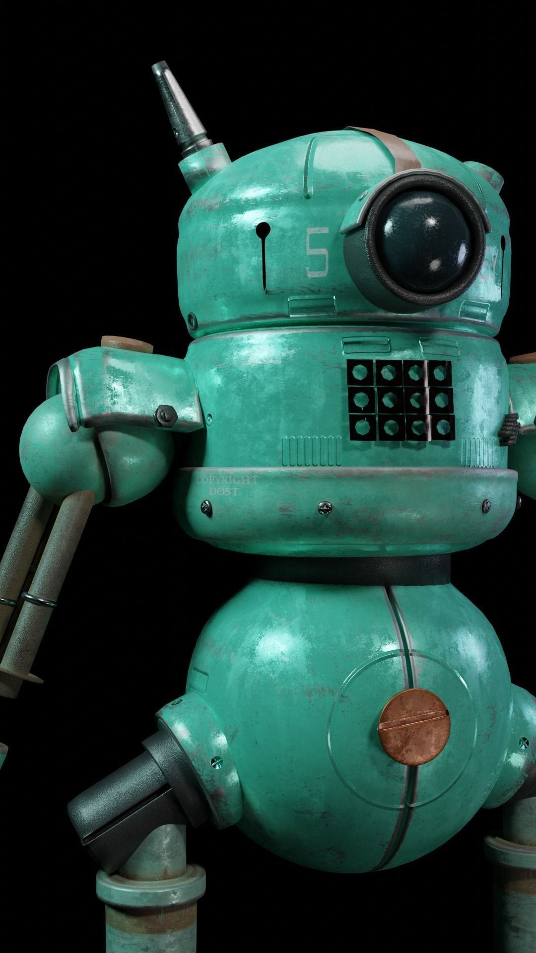 3D Metal Machine Robot -  HighPoly Low-poly 3D model_1