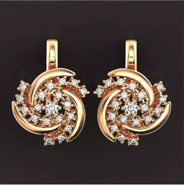 elegant earrings with stones 3D print model