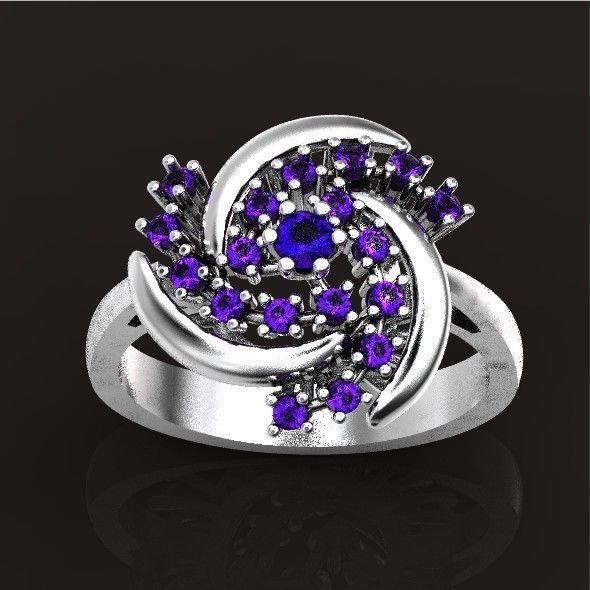 elegant ring with stones 3D print model_40