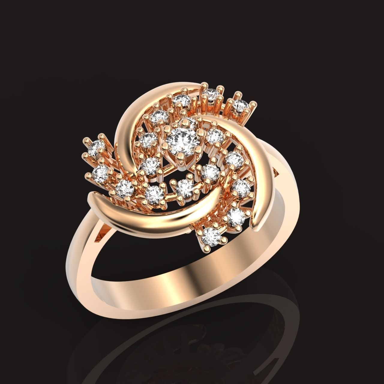 elegant ring with stones 3D print model_2