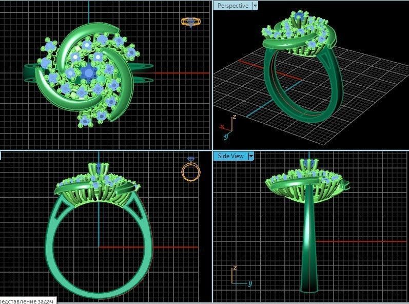 elegant ring with stones 3D print model_8