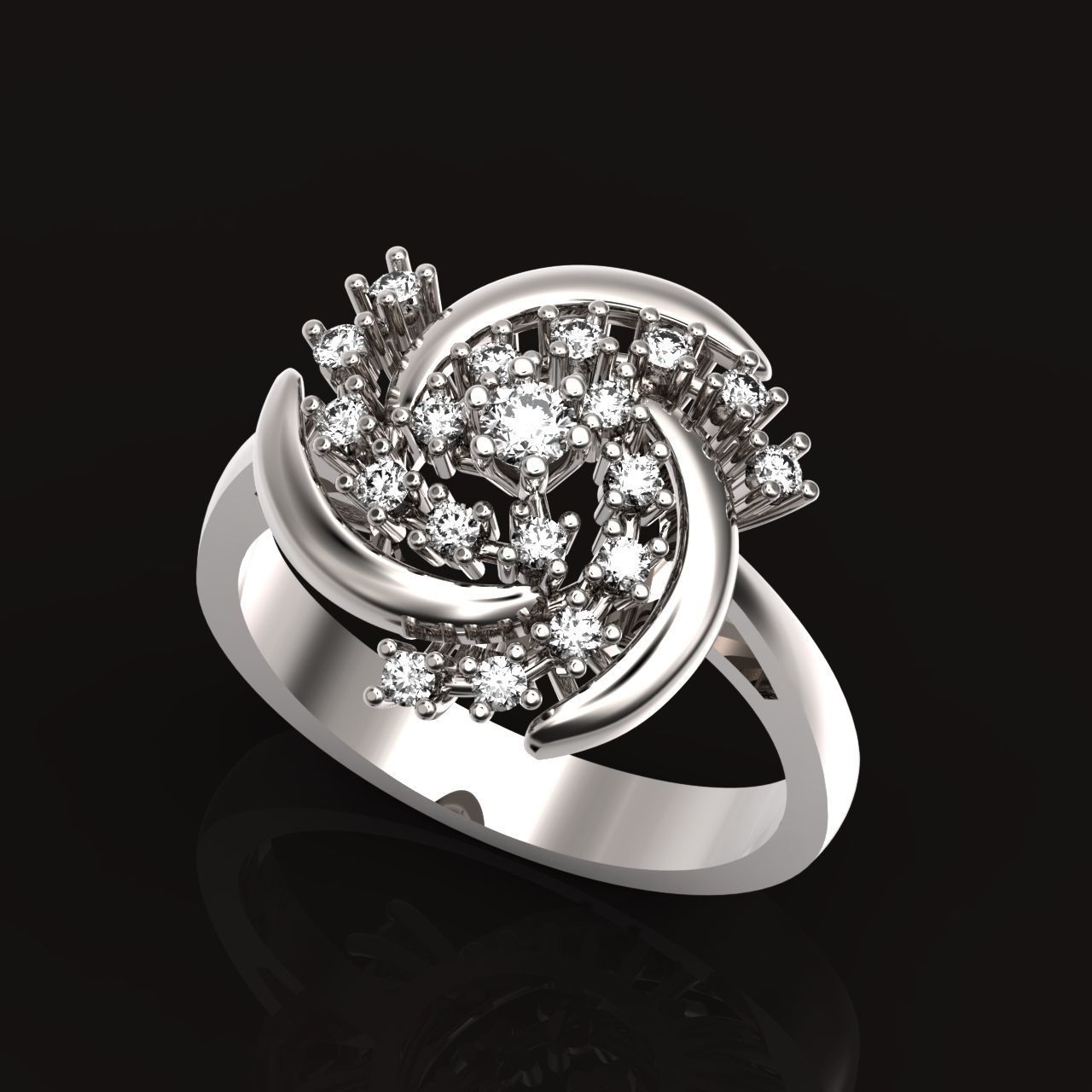 elegant ring with stones 3D print model_3