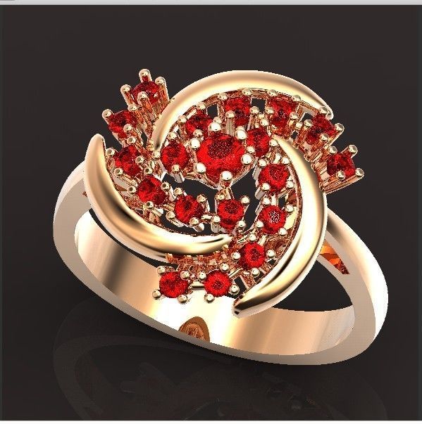 elegant ring with stones 3D print model_35