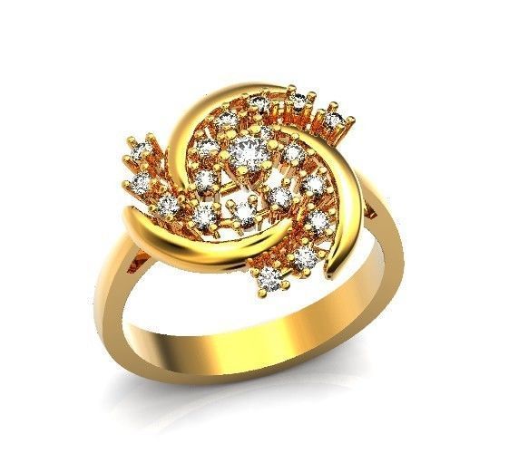 elegant ring with stones 3D print model_24