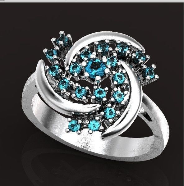 elegant ring with stones 3D print model_38