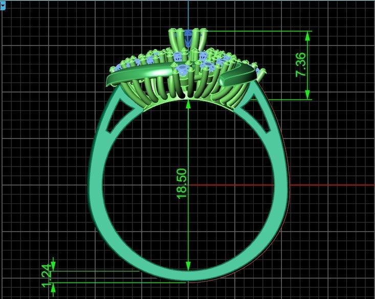 elegant ring with stones 3D print model_13