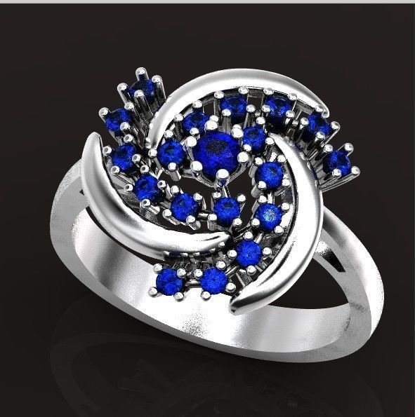 elegant ring with stones 3D print model_36