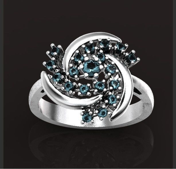 elegant ring with stones 3D print model_42