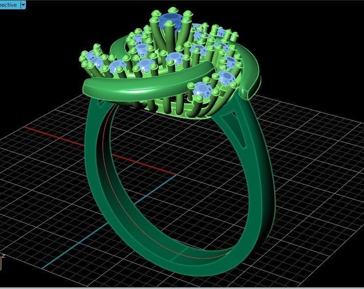 elegant ring with stones 3D print model_14