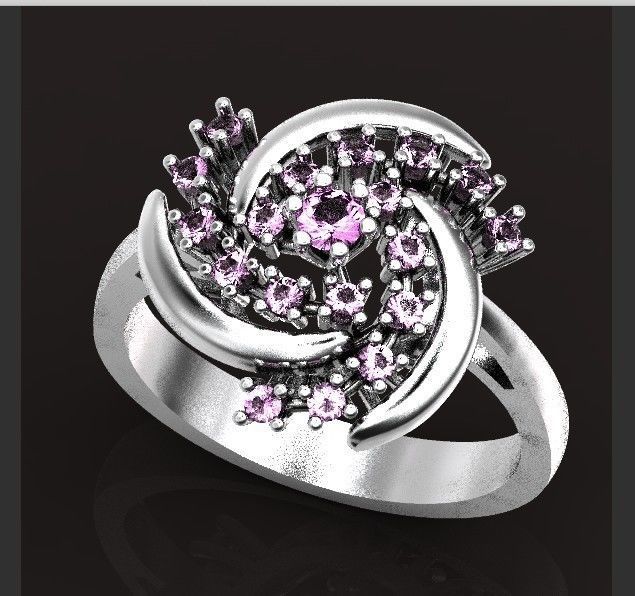 elegant ring with stones 3D print model_37