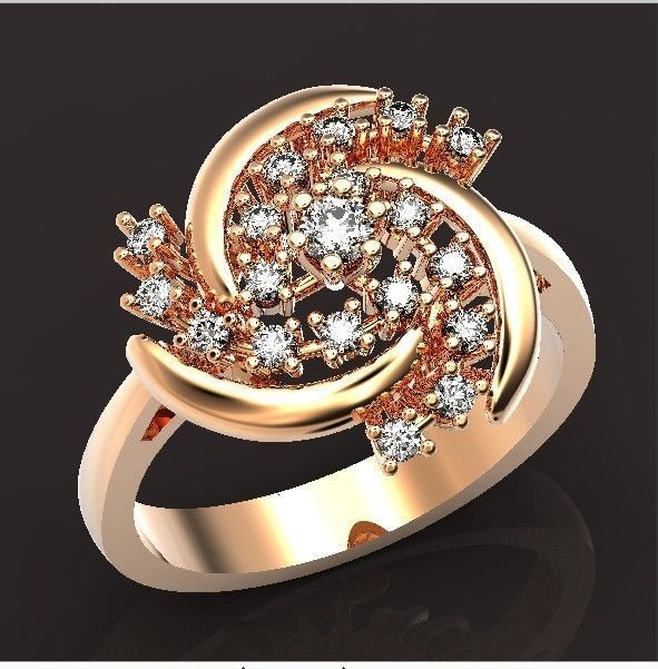 elegant ring with stones 3D print model_32