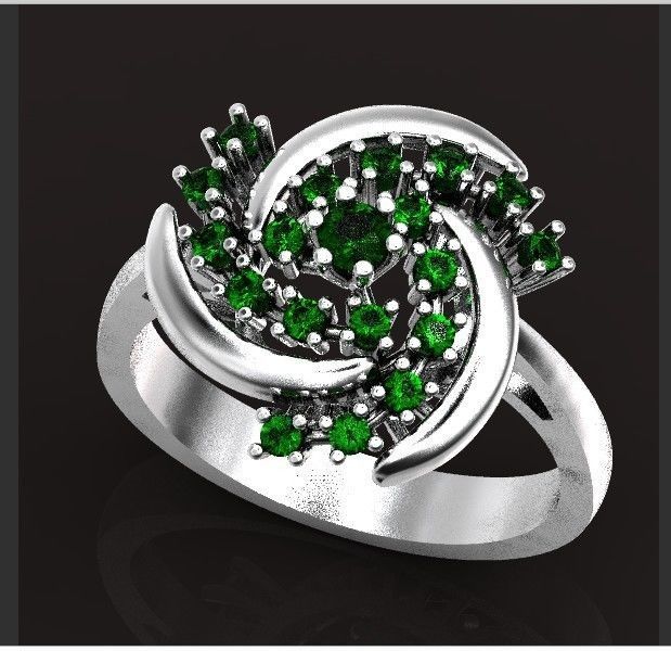 elegant ring with stones 3D print model_39