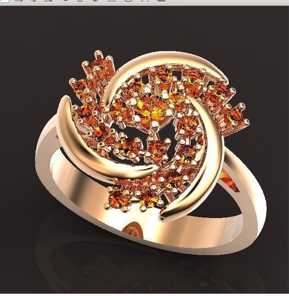 elegant ring with stones 3D print model_34