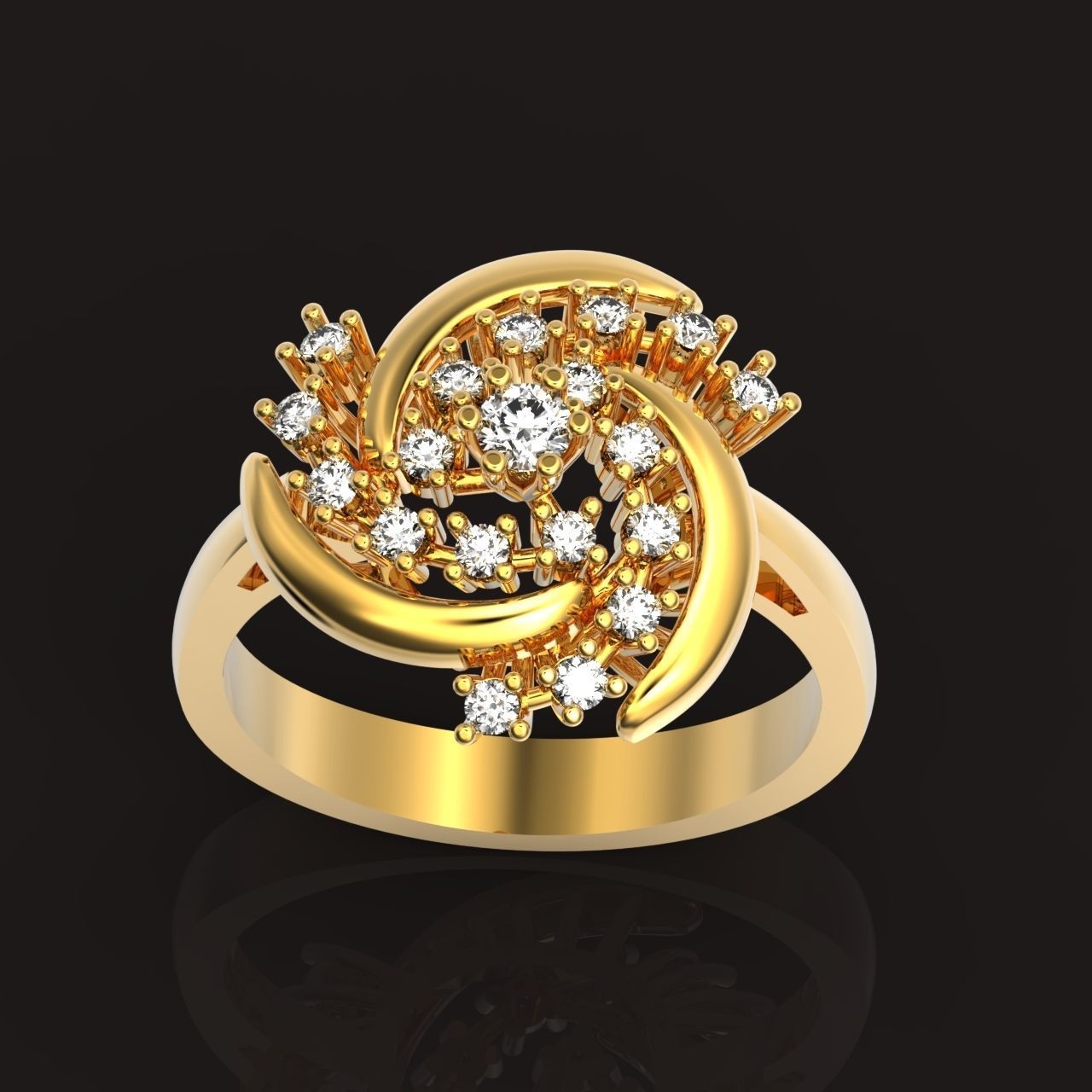 elegant ring with stones 3D print model_1
