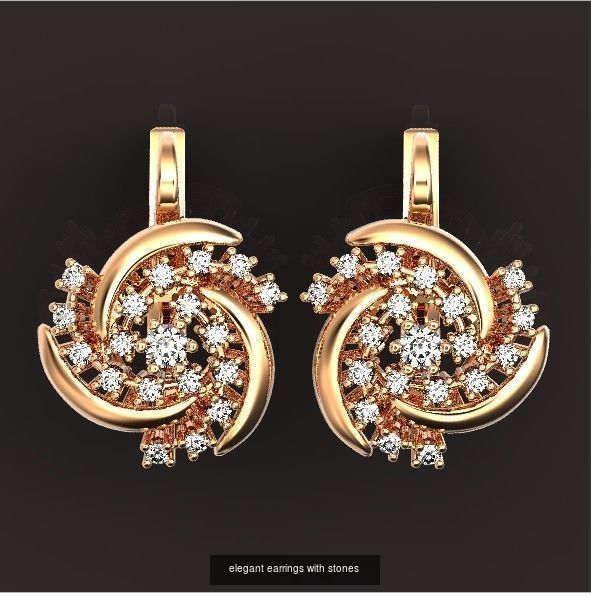 elegant set ring and earrings with stones 3D Model Collection_3