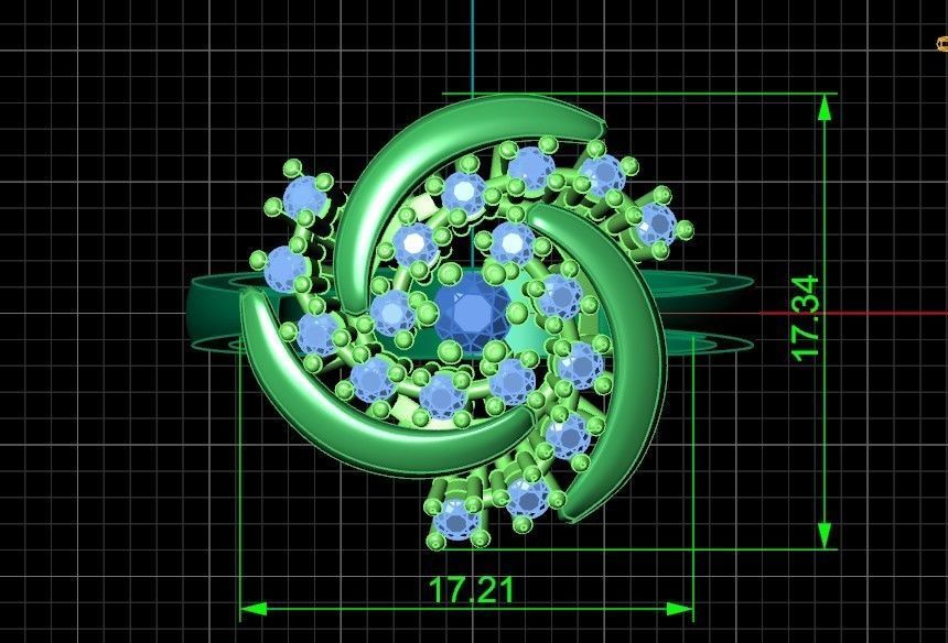 elegant set ring and earrings with stones 3D Model Collection_19