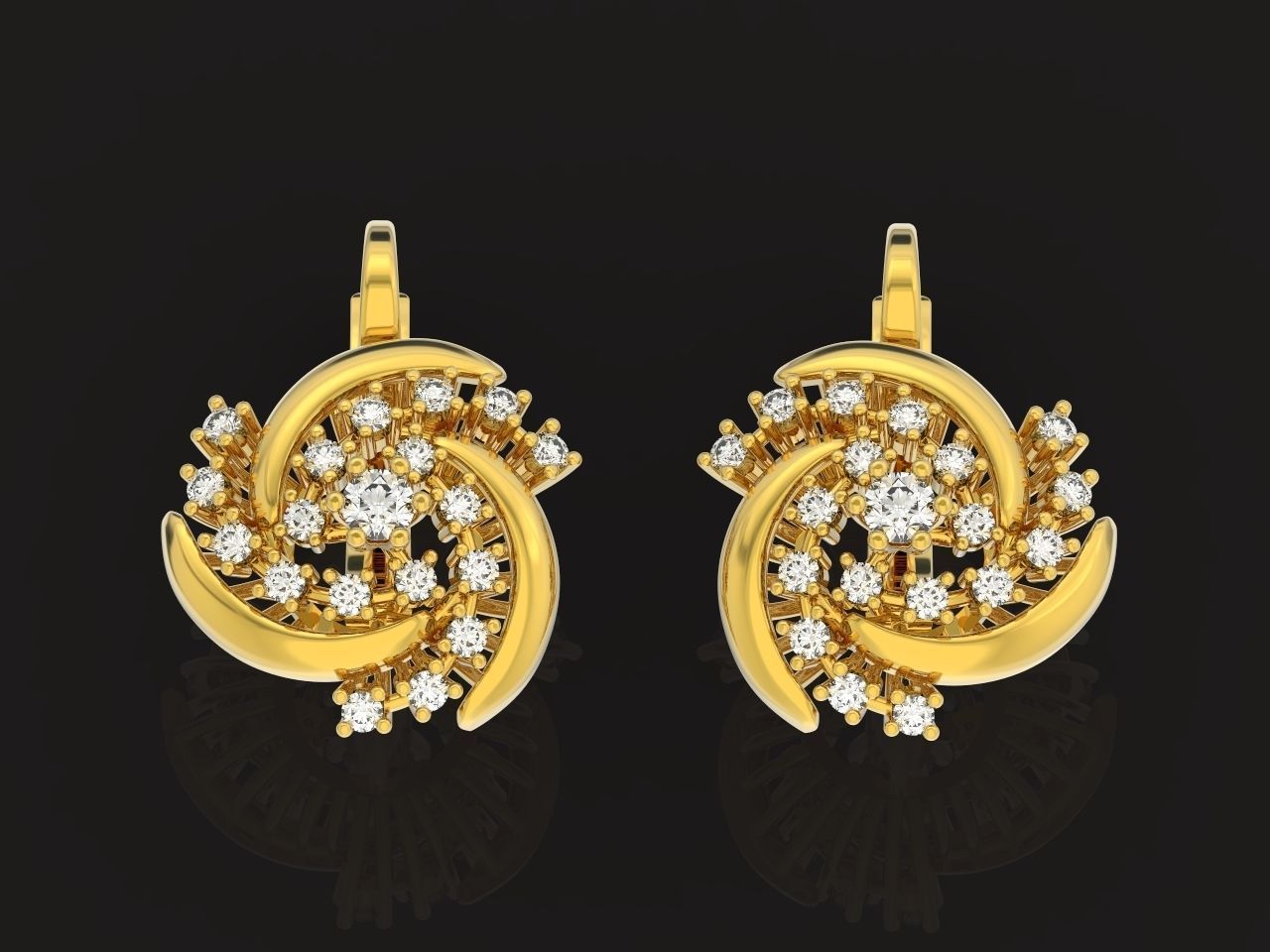 elegant set ring and earrings with stones 3D Model Collection_28