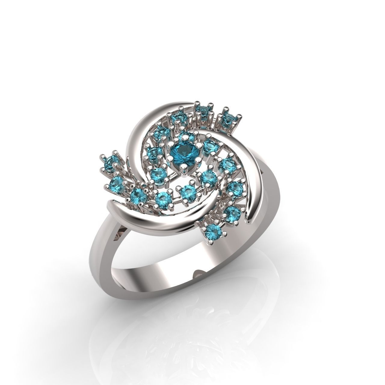 elegant set ring and earrings with stones 3D Model Collection_27