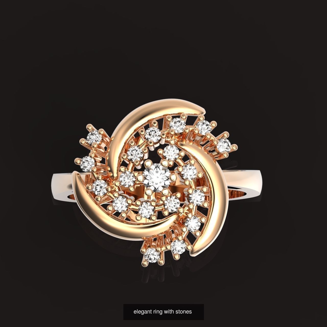 elegant set ring and earrings with stones 3D Model Collection_4