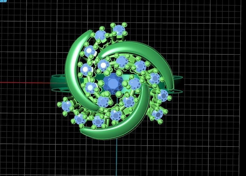 elegant set ring and earrings with stones 3D Model Collection_11