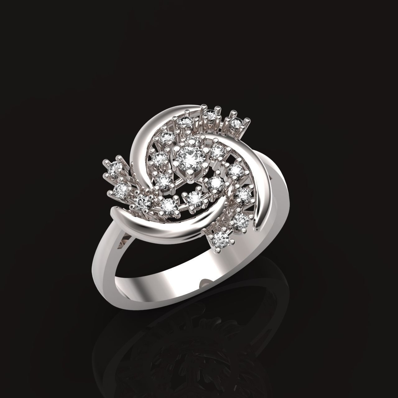 elegant set ring and earrings with stones 3D Model Collection_31