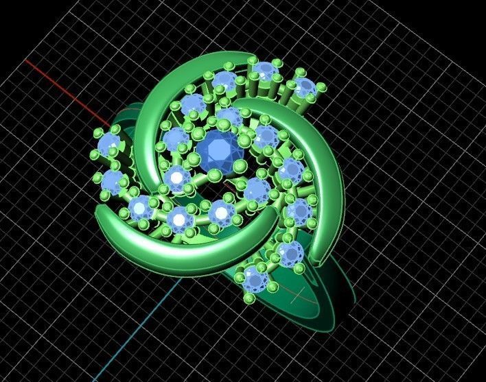 elegant set ring and earrings with stones 3D Model Collection_9