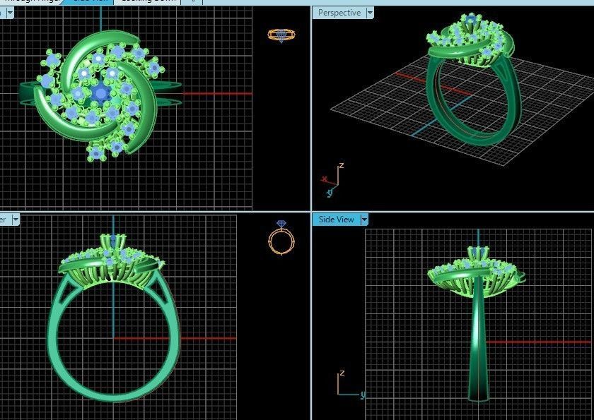 elegant set ring and earrings with stones 3D Model Collection_10