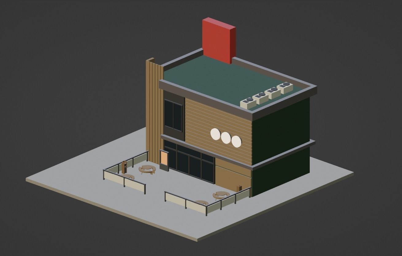 Fast Food Restaurant Low-poly 3D model_3