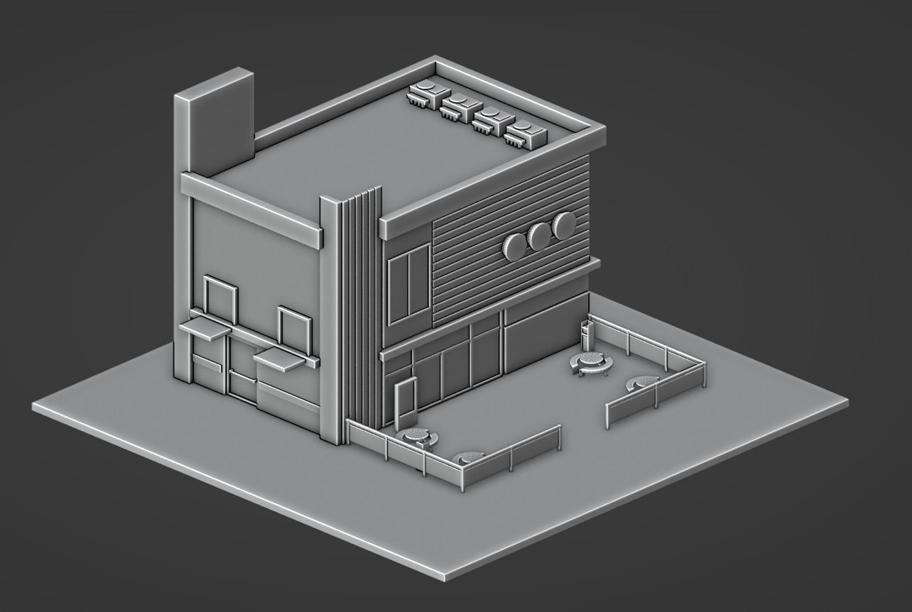 Fast Food Restaurant Low-poly 3D model_5