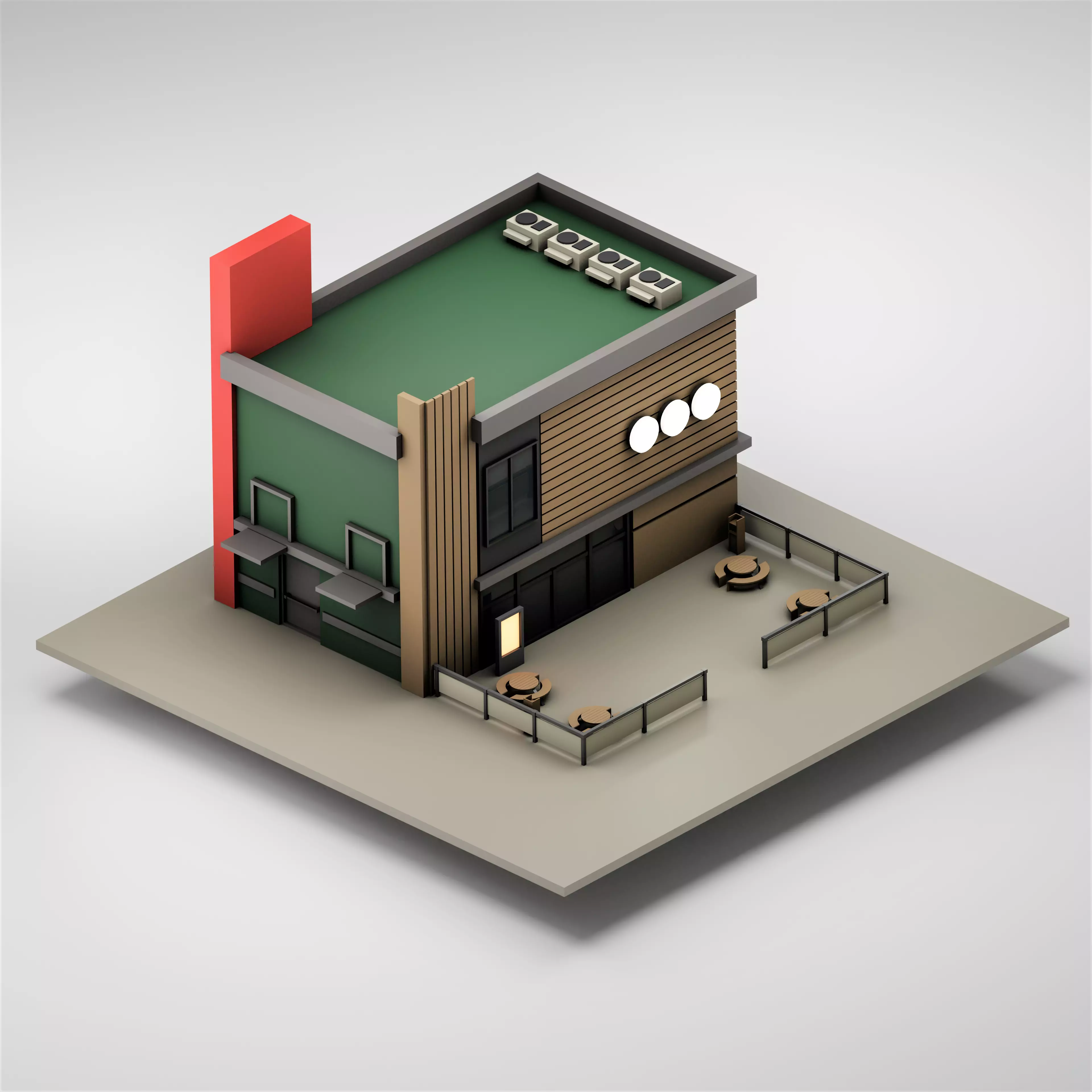 Fast Food Restaurant Low-poly 3D model_0
