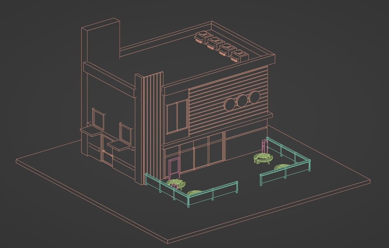 Fast Food Restaurant Low-poly 3D model_8