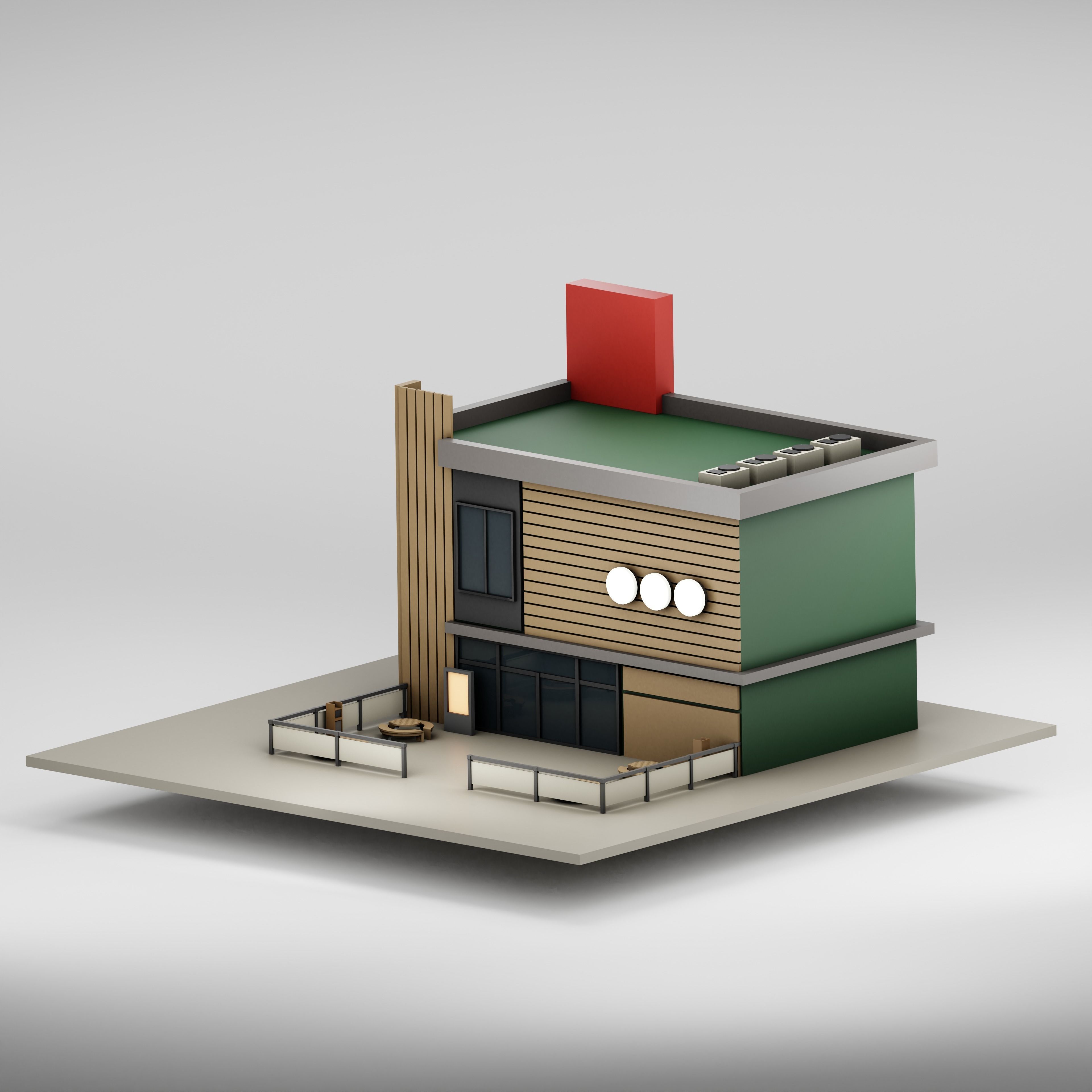 Fast Food Restaurant Low-poly 3D model_1