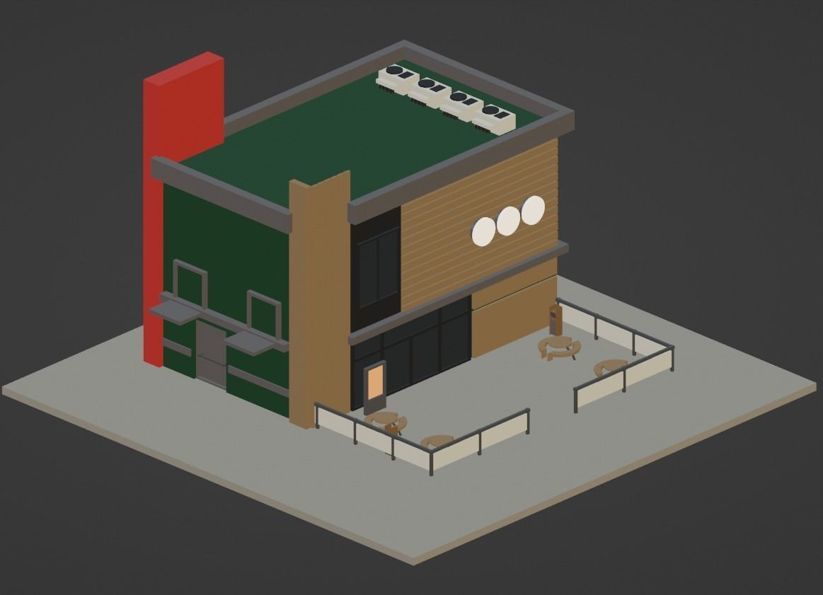 Fast Food Restaurant Low-poly 3D model_4