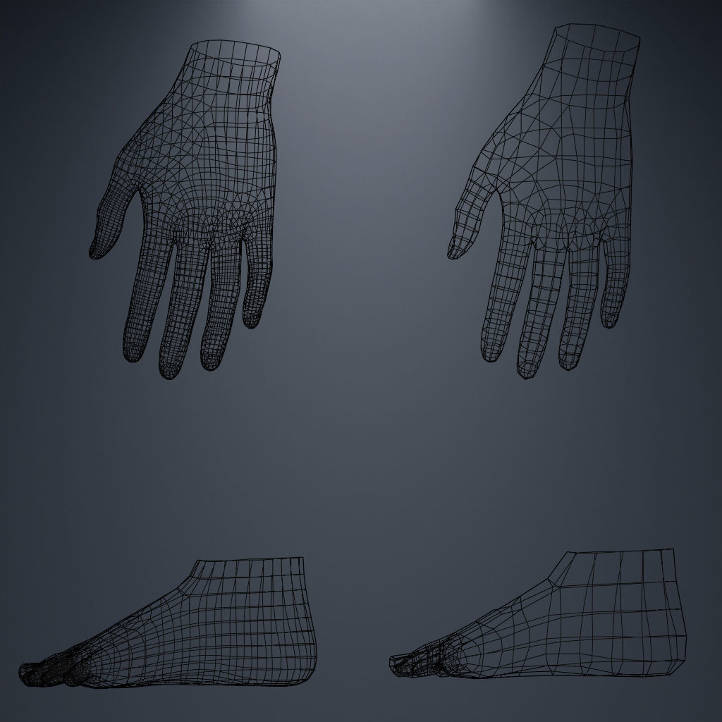 Base Mesh Set Low-poly 3D model_32