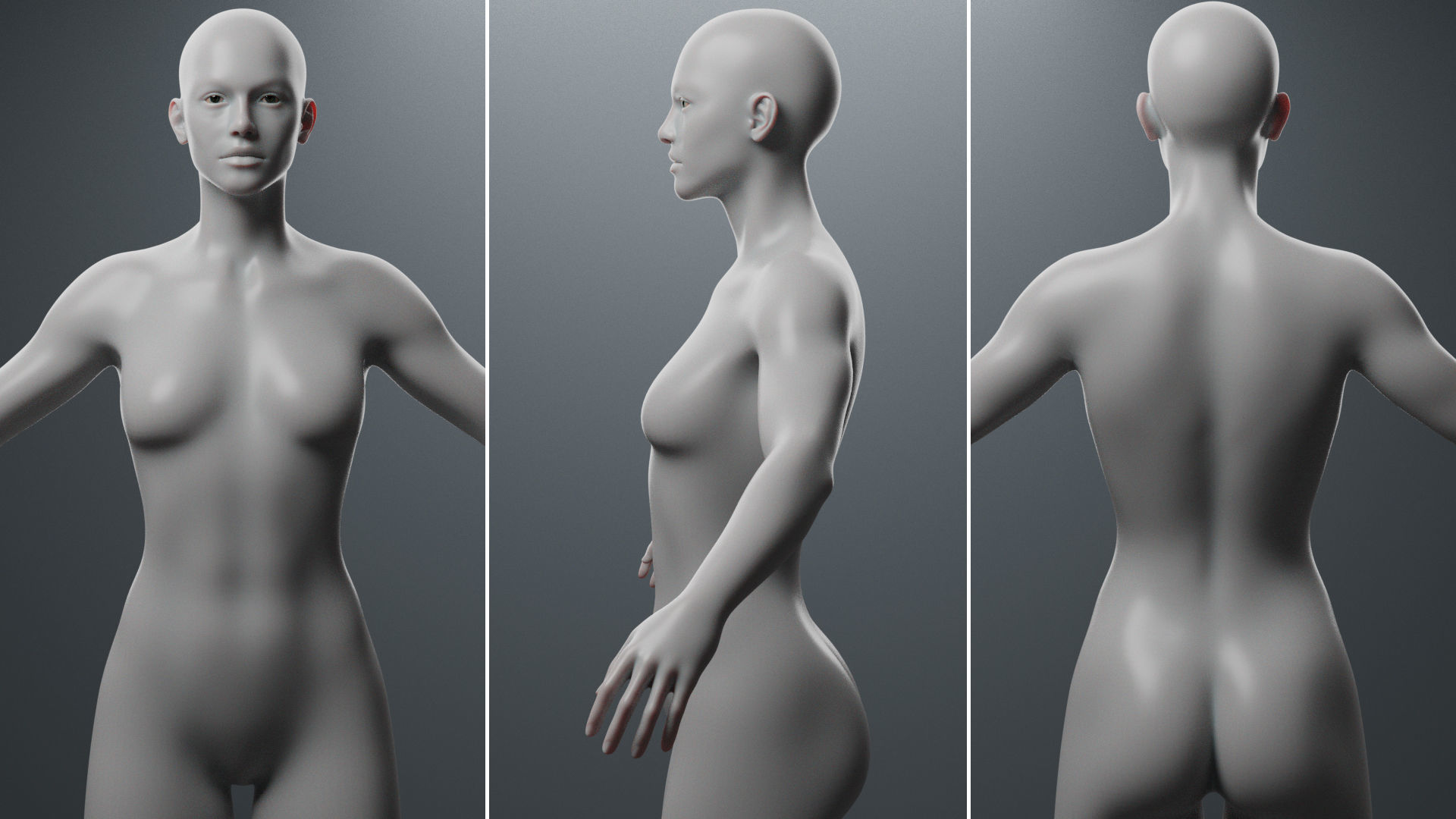 Base Mesh Set Low-poly 3D model_10