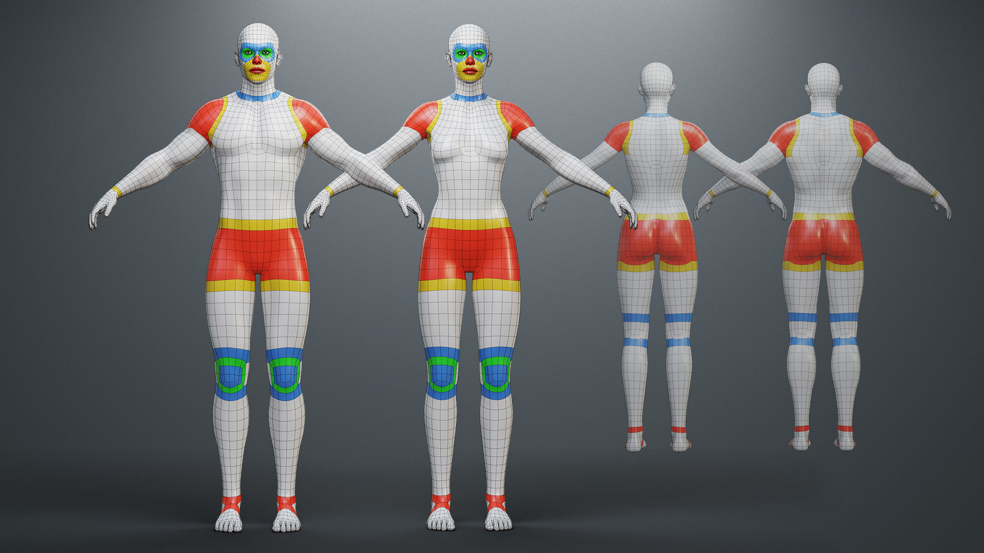 Base Mesh Set Low-poly 3D model_2