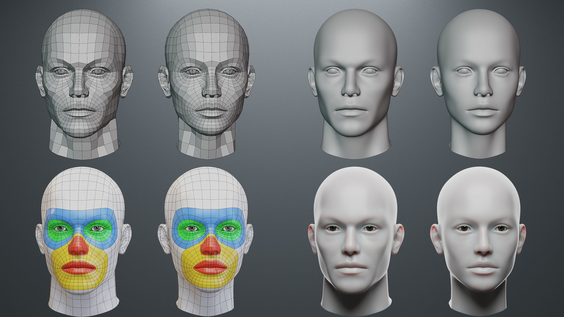 Base Mesh Set Low-poly 3D model_4