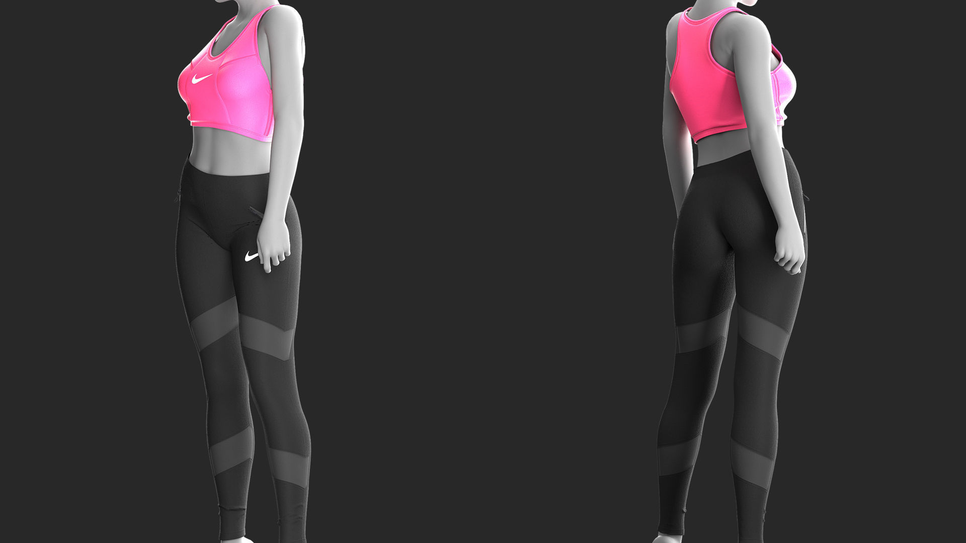 2 Girls Sportwear - Marvelous Designer with Video Process 3D model_3