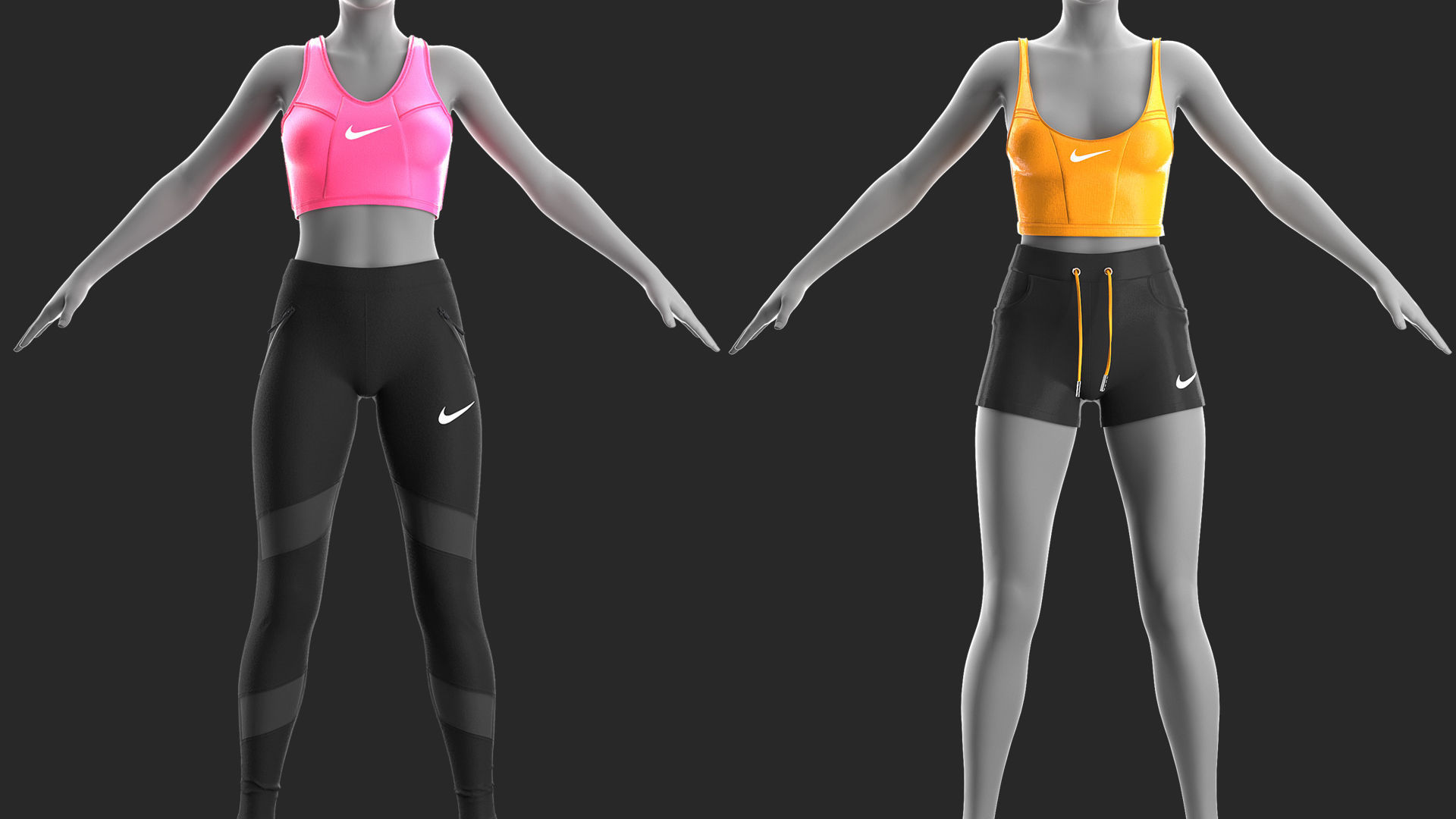 2 Girls Sportwear - Marvelous Designer with Video Process 3D model_4