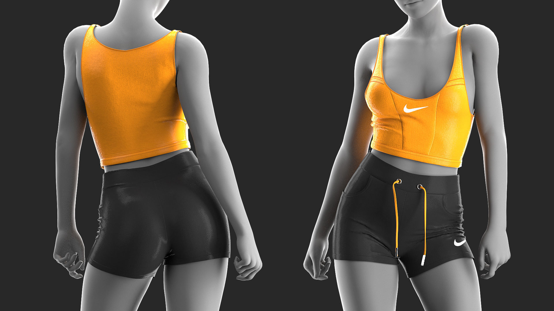 2 Girls Sportwear - Marvelous Designer with Video Process 3D model_2