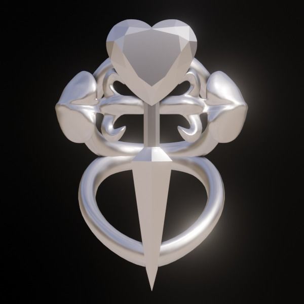 Jewelry Special Design of Saint James of Cross Heart Ring   3D print model_3