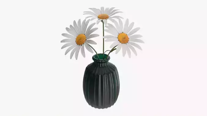 Vase with daisies 3D model