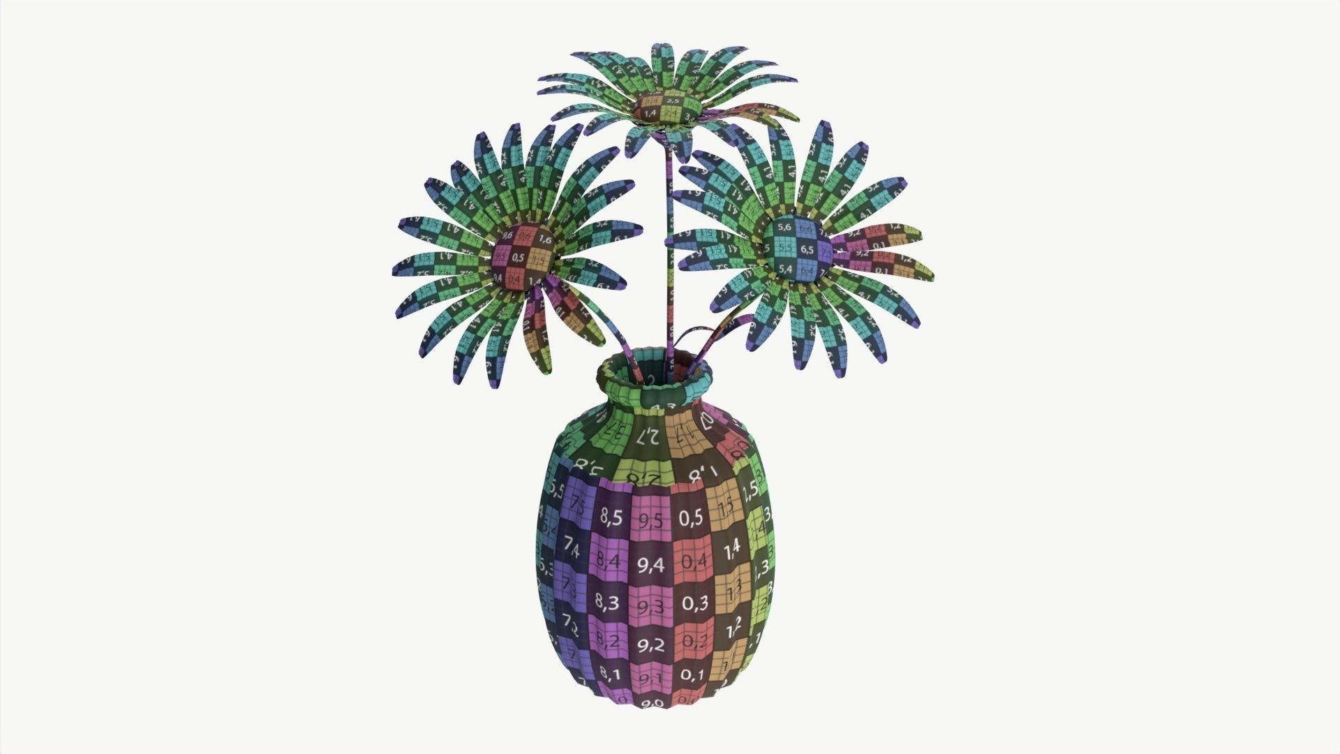 Vase with daisies 3D model_7