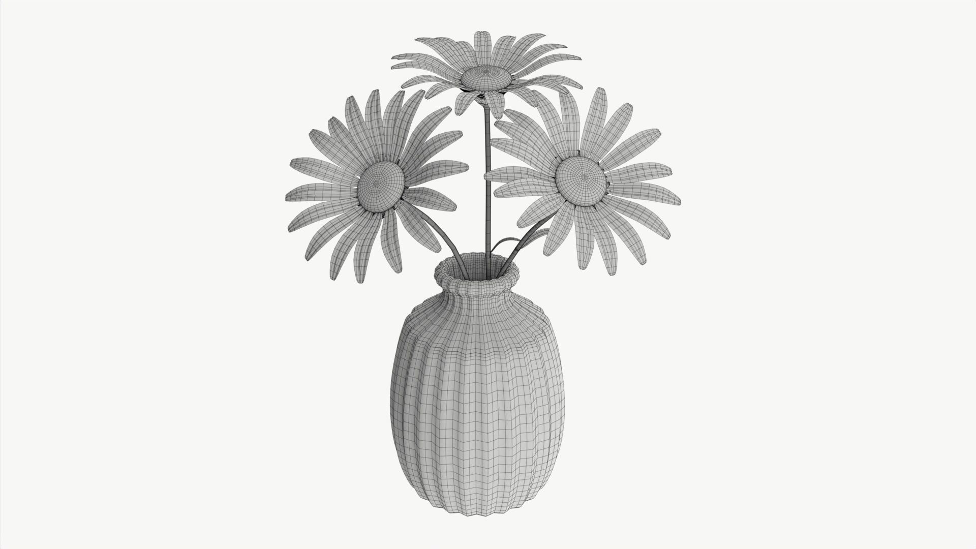Vase with daisies 3D model_6