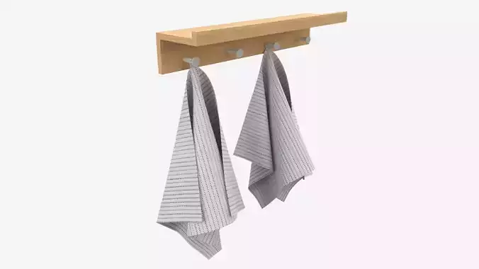 Wall Shelf Rack with Towels 3D model