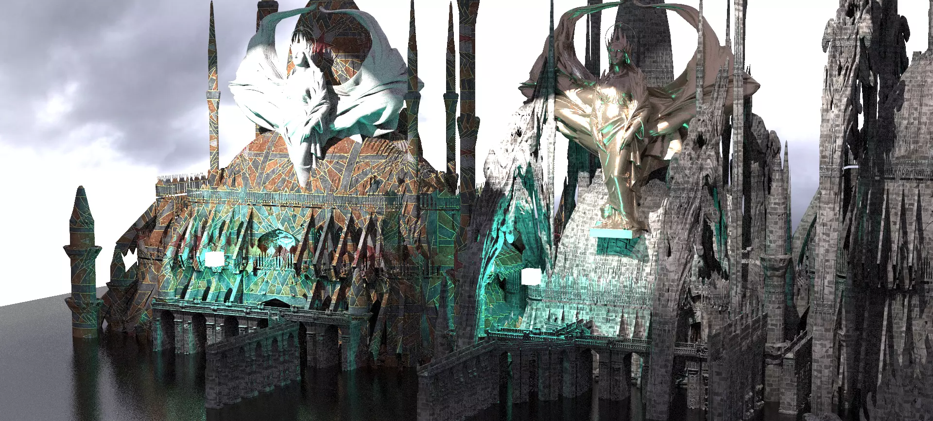 Grand Sci-Fi Warrior Monks Temples 3D model_0