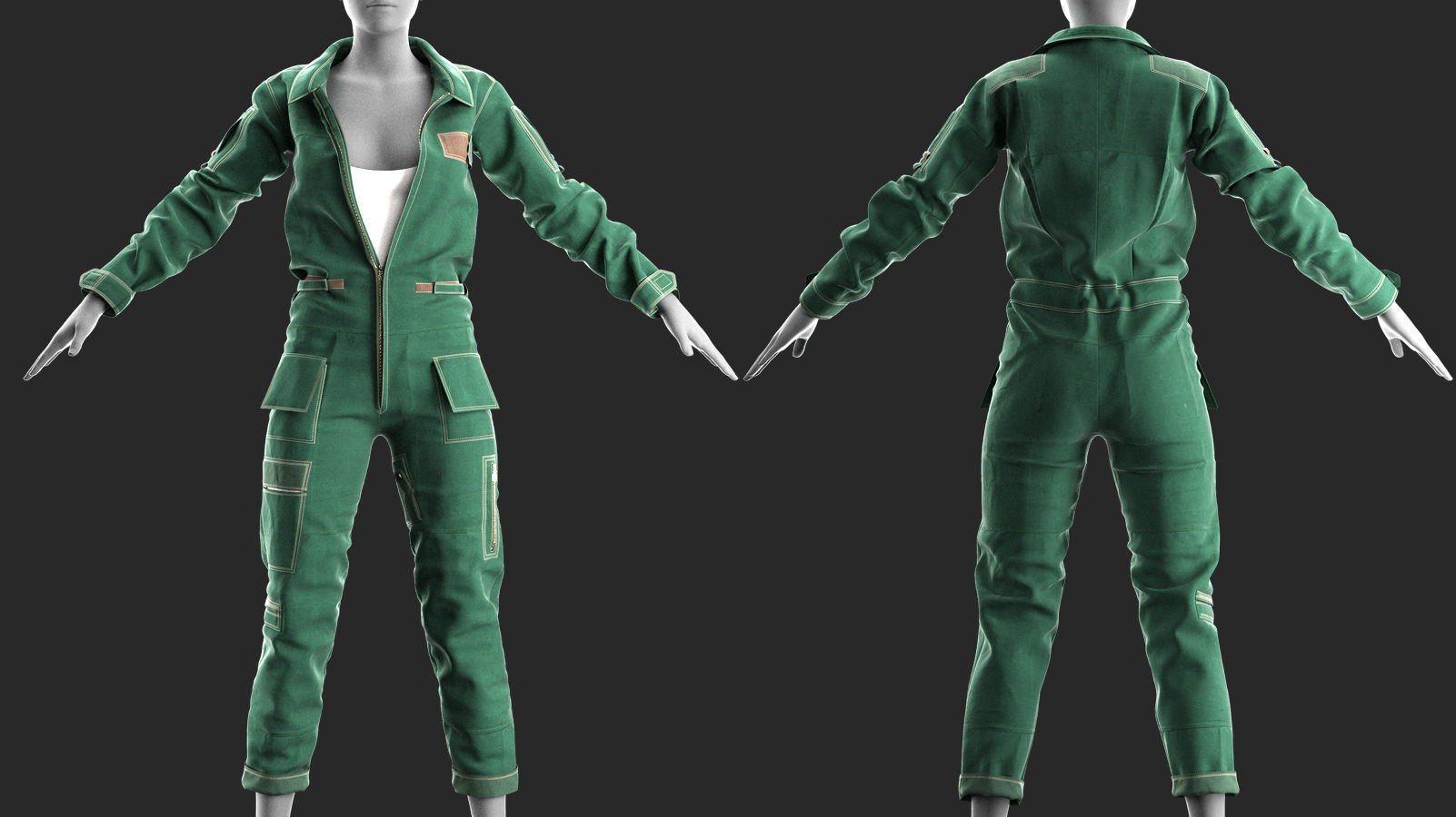Girls Uniform 1 - Marvelous Designer with Video Process 3D model_2