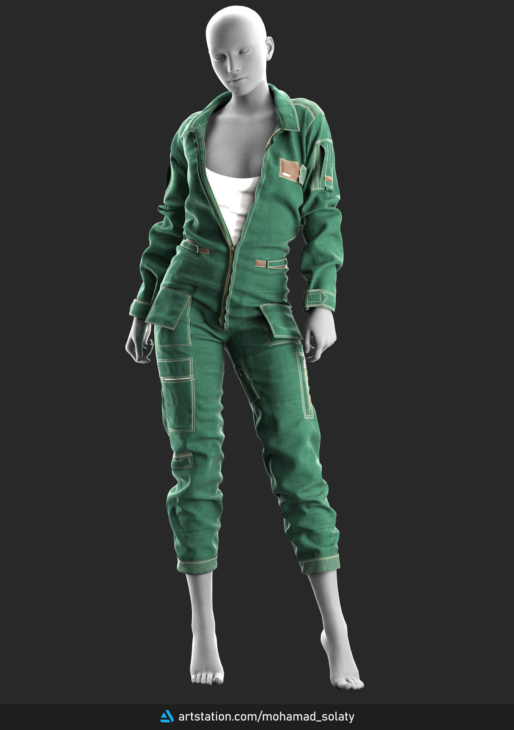 Girls Uniform 1 - Marvelous Designer with Video Process 3D model_9